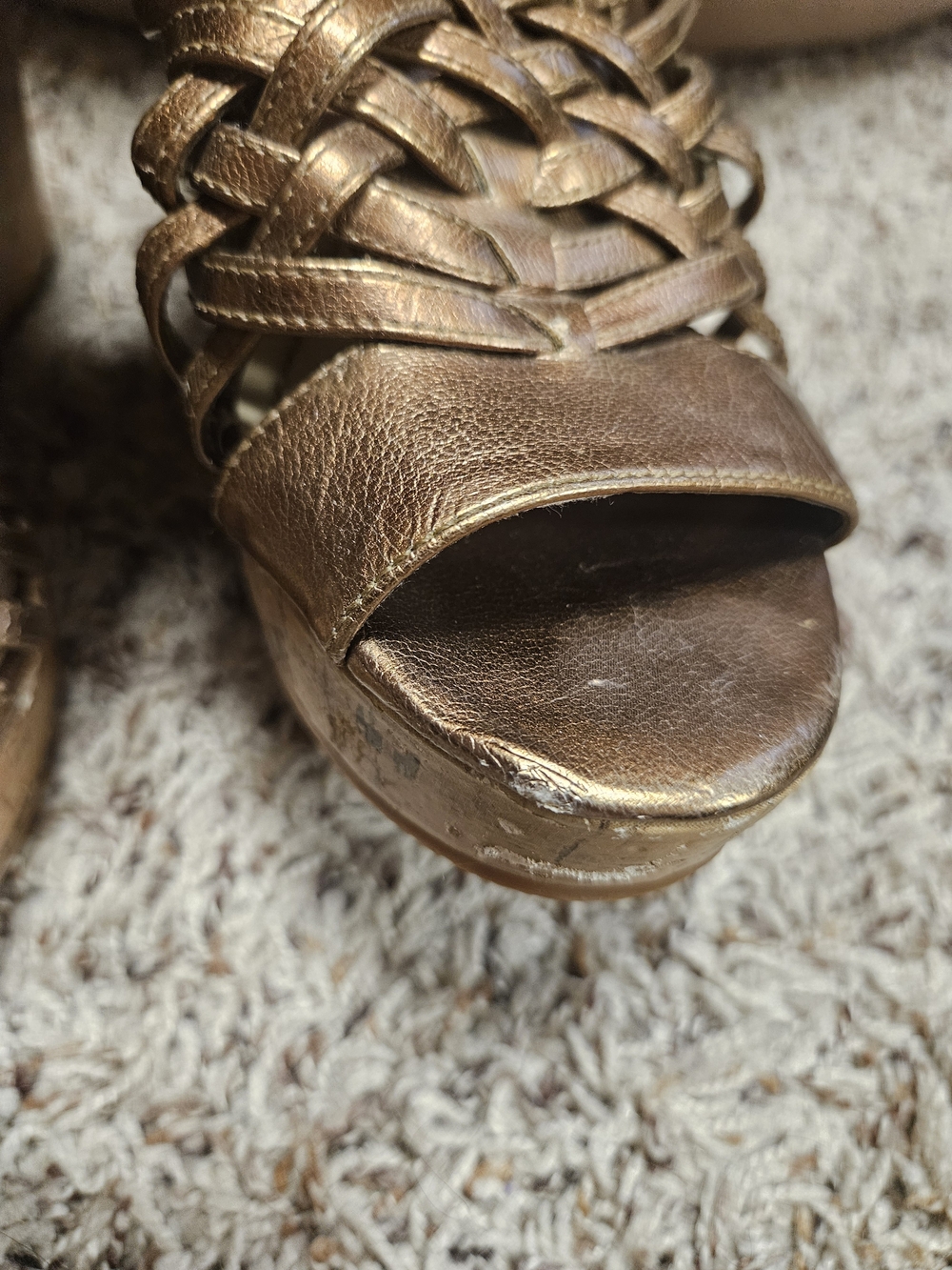 Bronze Woven Cork Wedge Sandals - Women - Picture 15 of 15